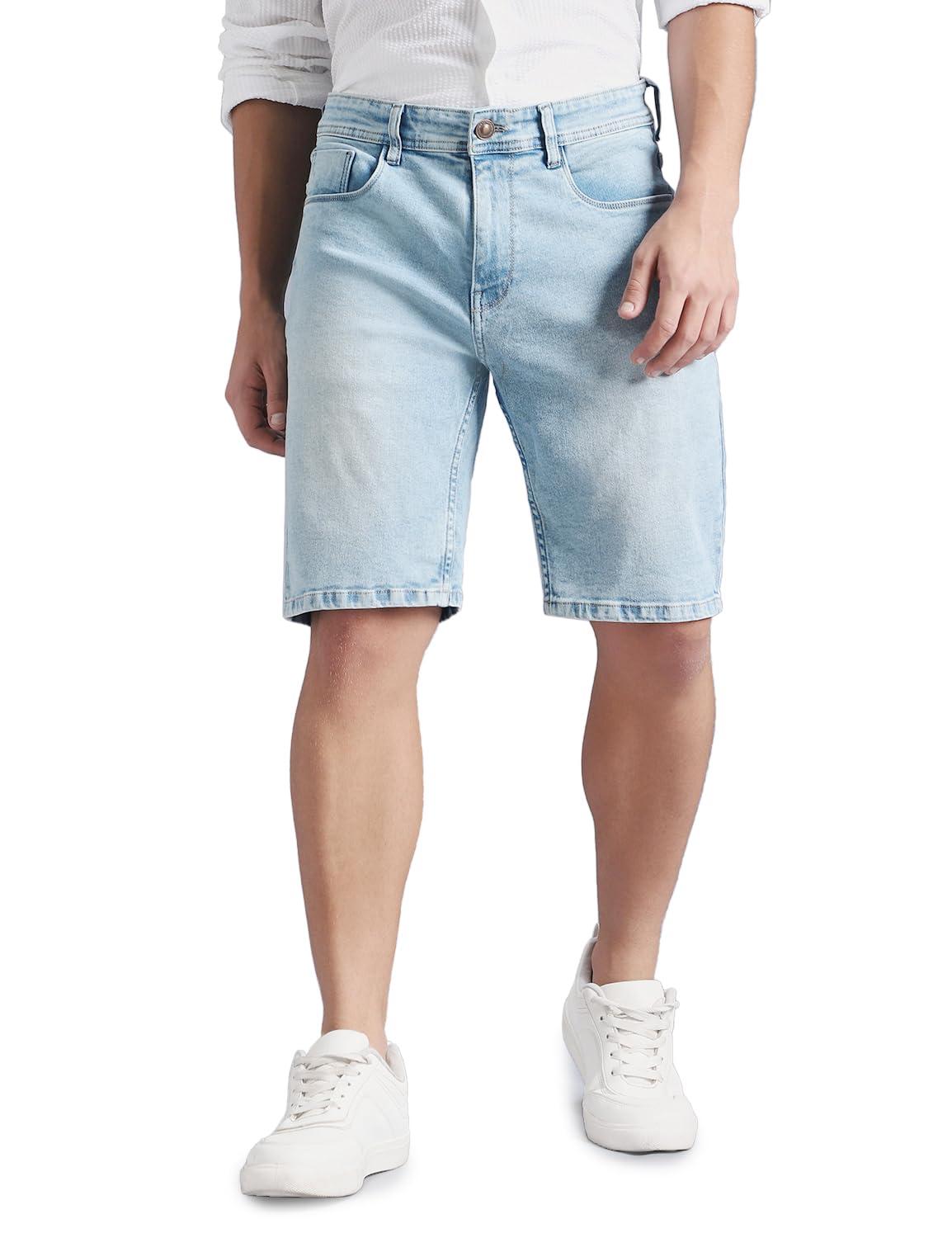 inkd Men's Denim Shorts - Mid-Rise | Regular Fit | Cotton Blend | Stretchable & Soft | Hybrid Shorts-picture-21