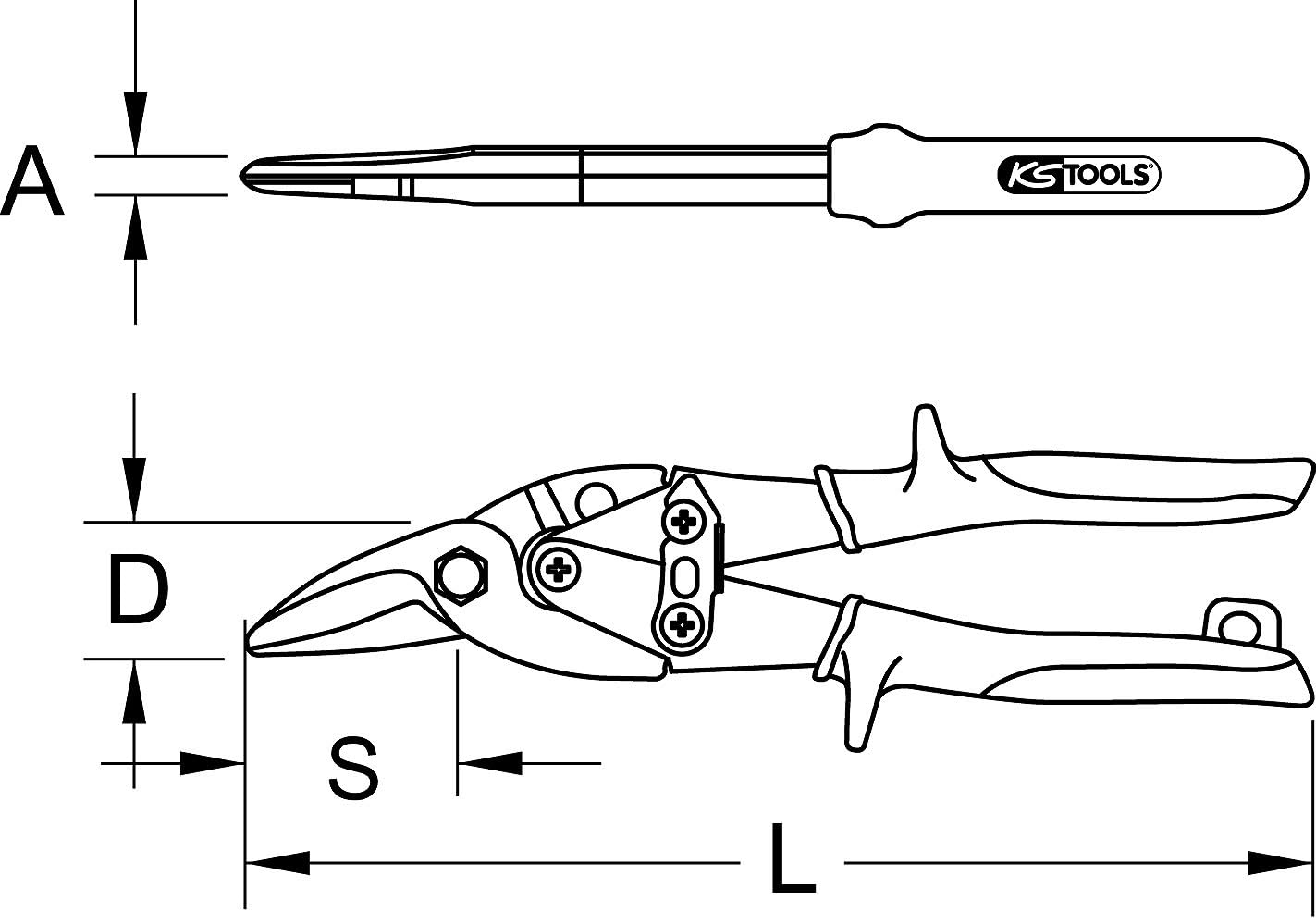 KS TOOLS Cisaille à Tôle - Coupe à Droite