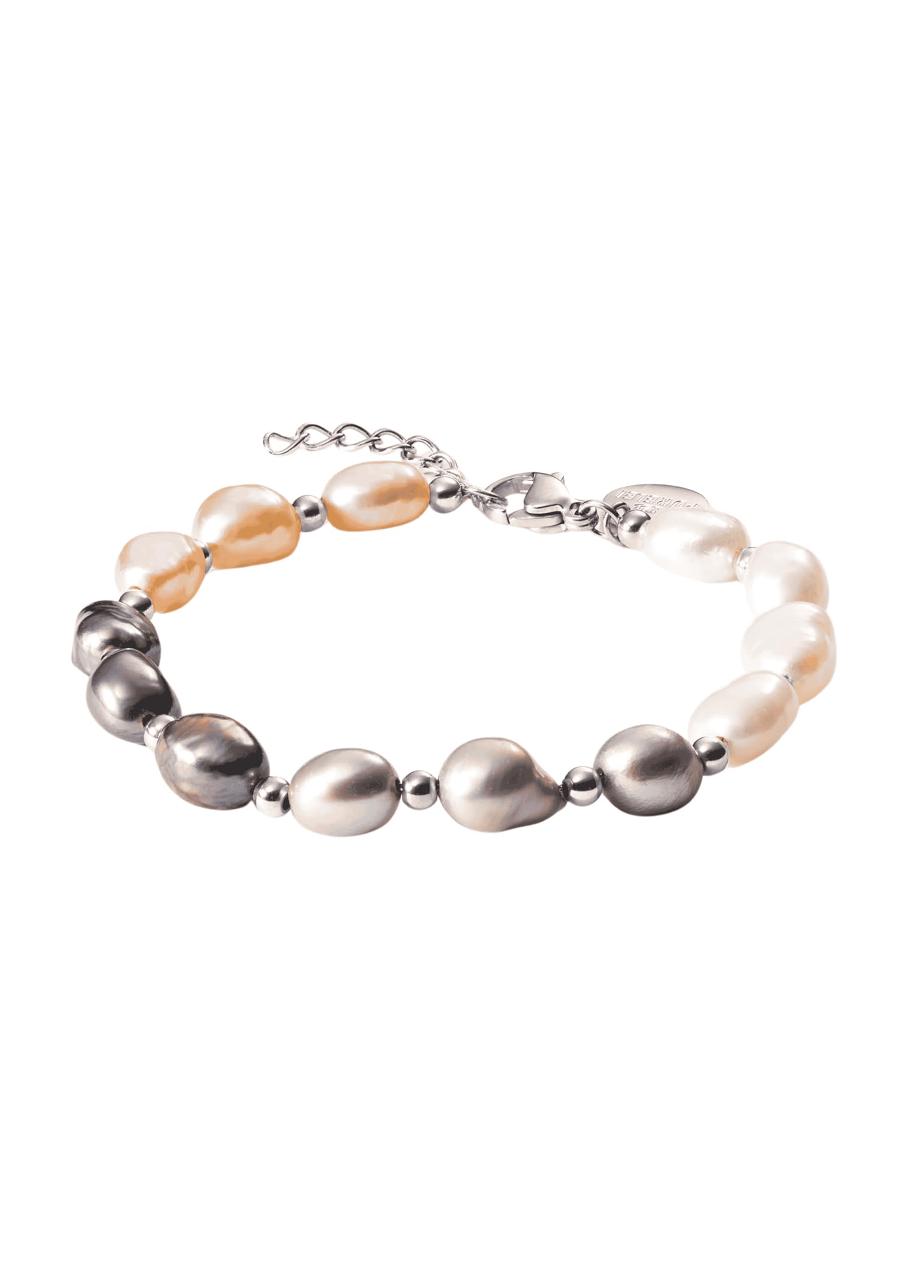 Purelei Pearly Damen Armband – verstellbares Armband mit echten Keshi-Süßwasserperlen in Weiß, Grau, Schwarz & Rosé – Edelstahl 18K vergoldet, rosévergoldet oder silber