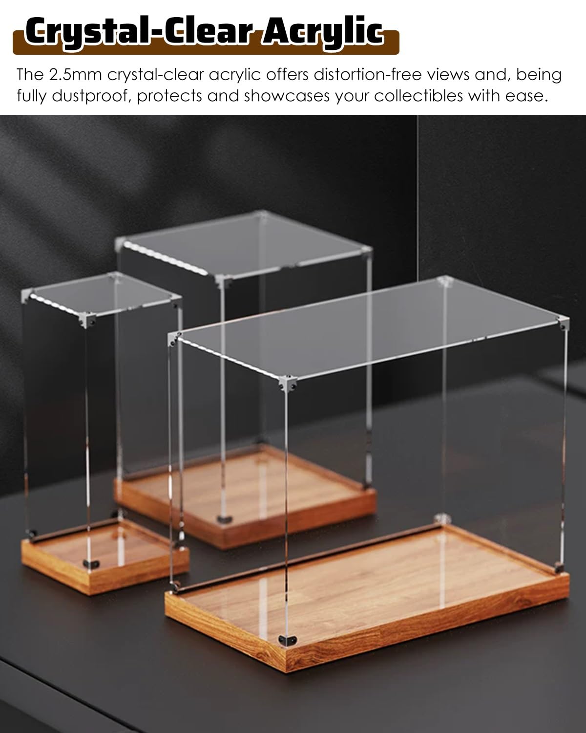 Teca Plexiglass Vetrina con Coperchio Antipolvere Trasparente, Contenitori in Acrilico Extra Larghi per Auto Figure Oggetti da Collezione, 30 35 40 45 50 55 60 cm(25x10x20 cm/10x4x8 in)