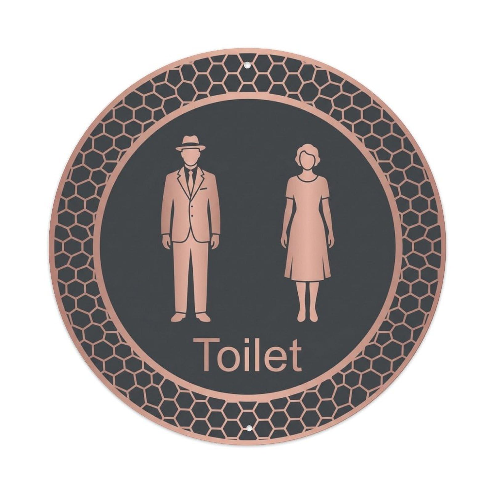 Olhnbad Style Charcoal Rose Honeycomb Toilet Restroom Notice Metal Tin Sign