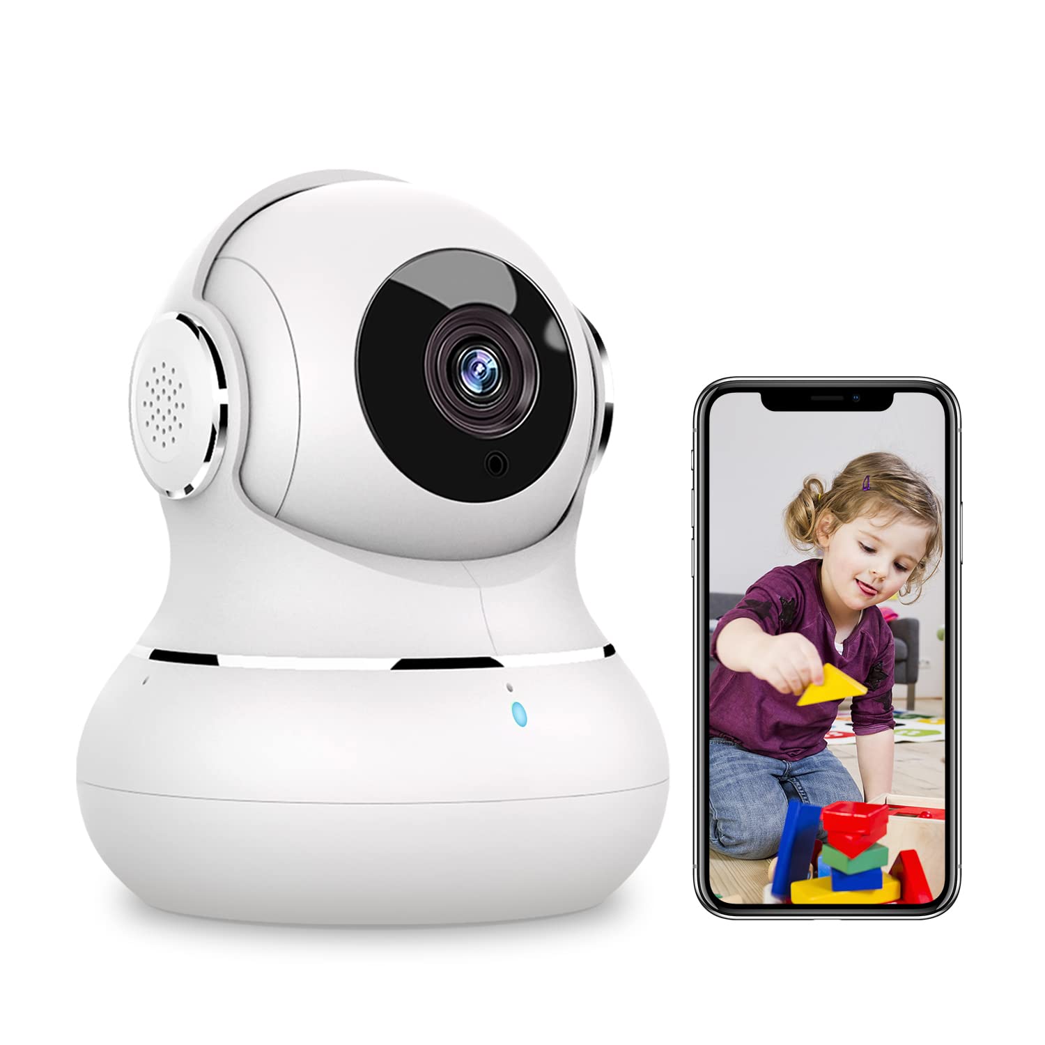 [2022 New] Pet Camera, 1080P Indoor Security Camera, Home Camera with Phone App, 360 Degree WiFi Camera Wireless for Baby/Dog, IR Night Vision, Motion Detection, 2-Way Audio, Work with Alexa