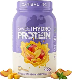 Sweet Hydro Protein em Pó, 900g, Zero Lactose, Adoçado com Stevia e Taumatina, Sem Amino Spiking 33g de Proteína (Pêssego Com Manga)