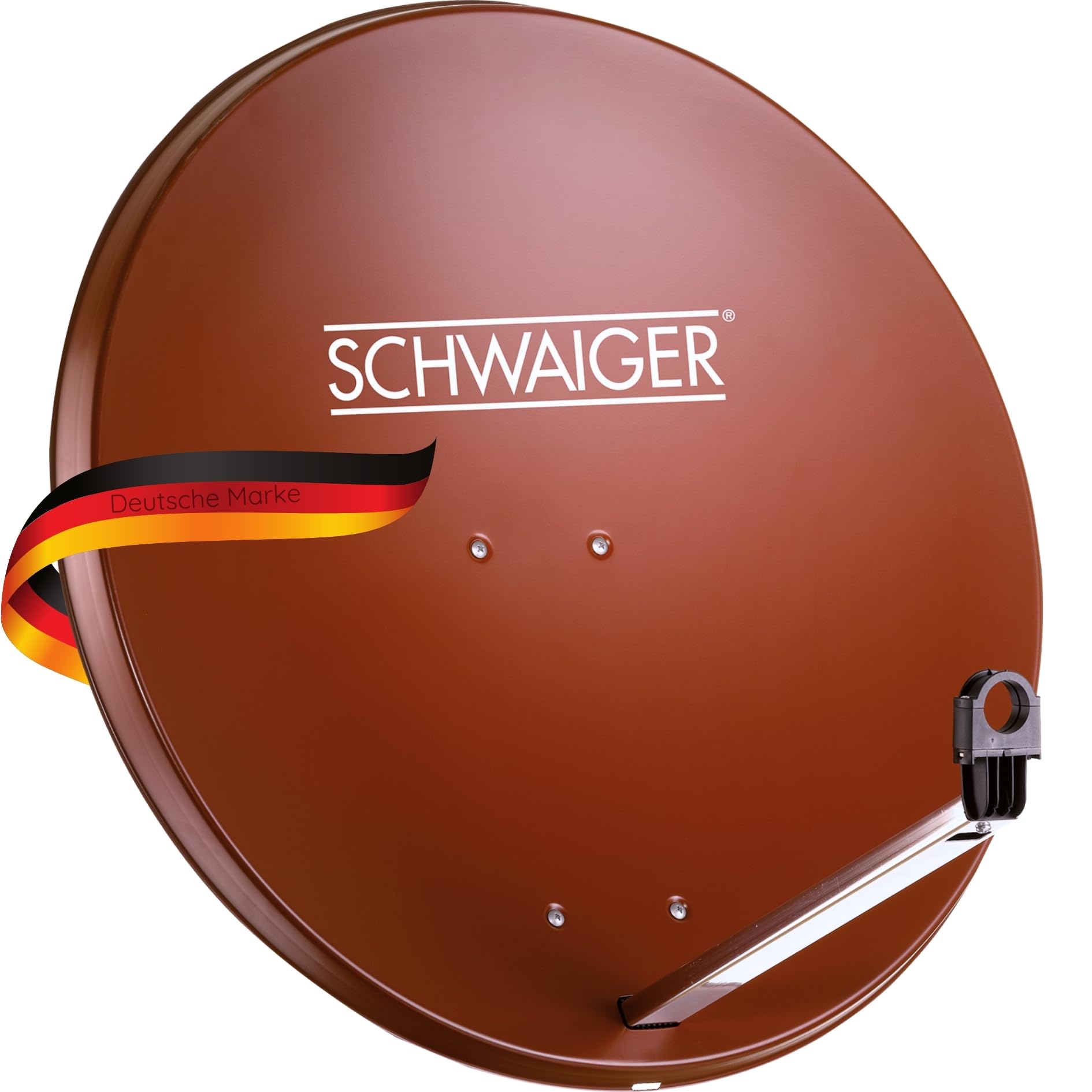 Antena para televisión digital vía satélite Schwaiger 714166 (75 x 85 cm) con brazo de carga LNB y mástil, antracita, espejo de acero – para recepción de DVB-S/S2 en Full HD, 3D y 4K (Ultra HD)