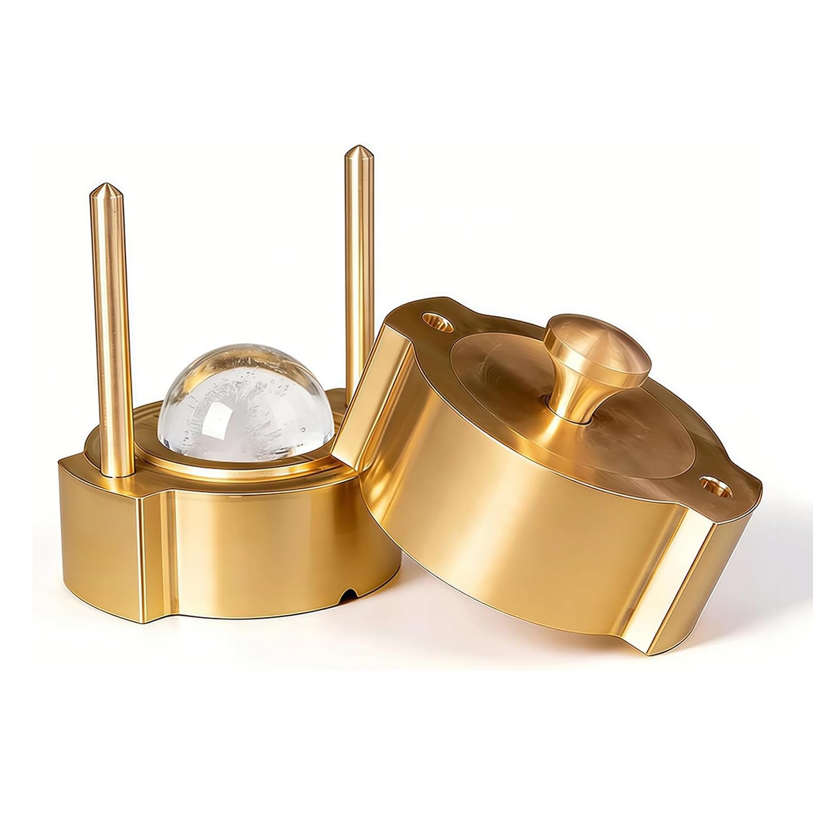 Kit de prensa de bolas de hielo, moldes de esfera de latón resistentes para whisky y cócteles, compresión rápida para esferas de hielo de 5,5 a 6,5 cm, perfecto para bares y fiestas en casa