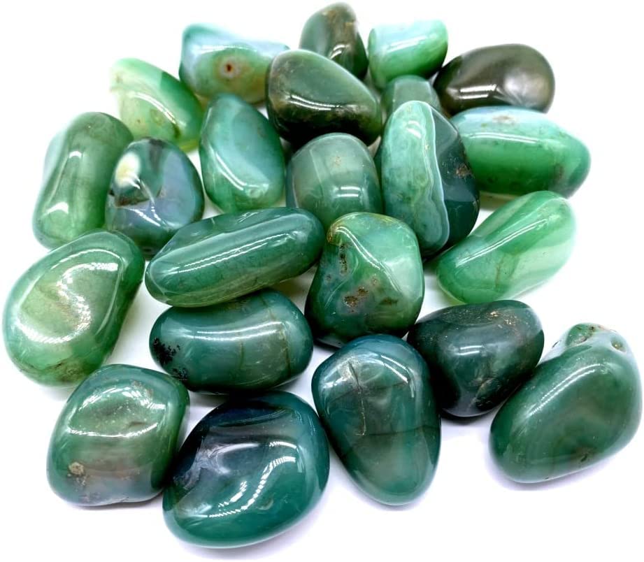 TENET - 5 PIEZAS piedra natural pulida y pulimentada para cristaloterapia, reiki y meditación - 18-25 mm (ÁGATA VERDE)