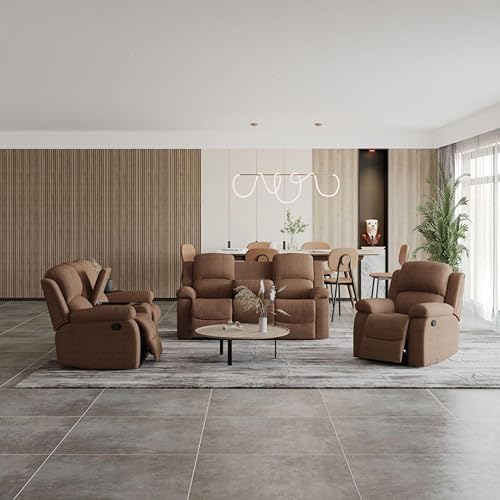 Miniatura 8 de Juego de sofá reclinable manual, juego de sofá reclinable de microfibra, moderno juego de muebles de sala de estar, sillón reclinable para sala de