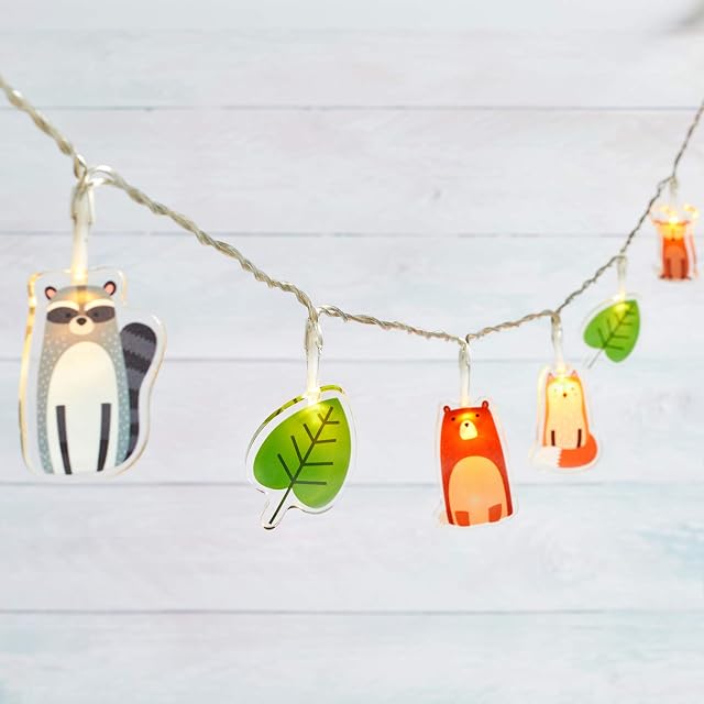 Lights4fun Woodland Children's Bedroom Nursery Fairy String Lights 14 Warm White LEDs Battery Operated with Timer Indoor Use 1.95m