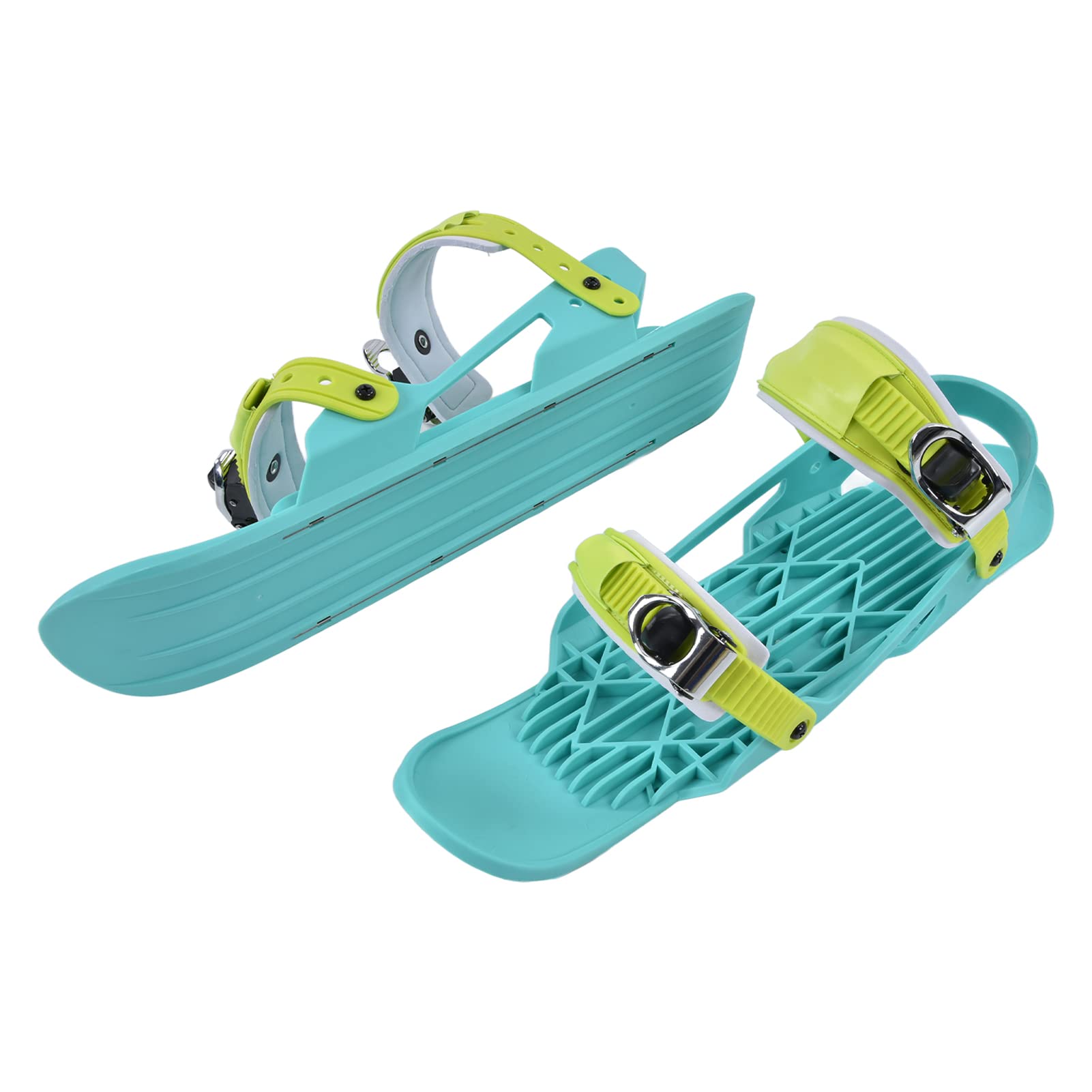 Mini Pattini da Sci Scarpe da Snowboard Regolabili Portatili Nylon Verde per Sport da Sci all'Aperto Pattini da Neve Invernali Pattini da Sci Corti per Piste da Discesa Parchi