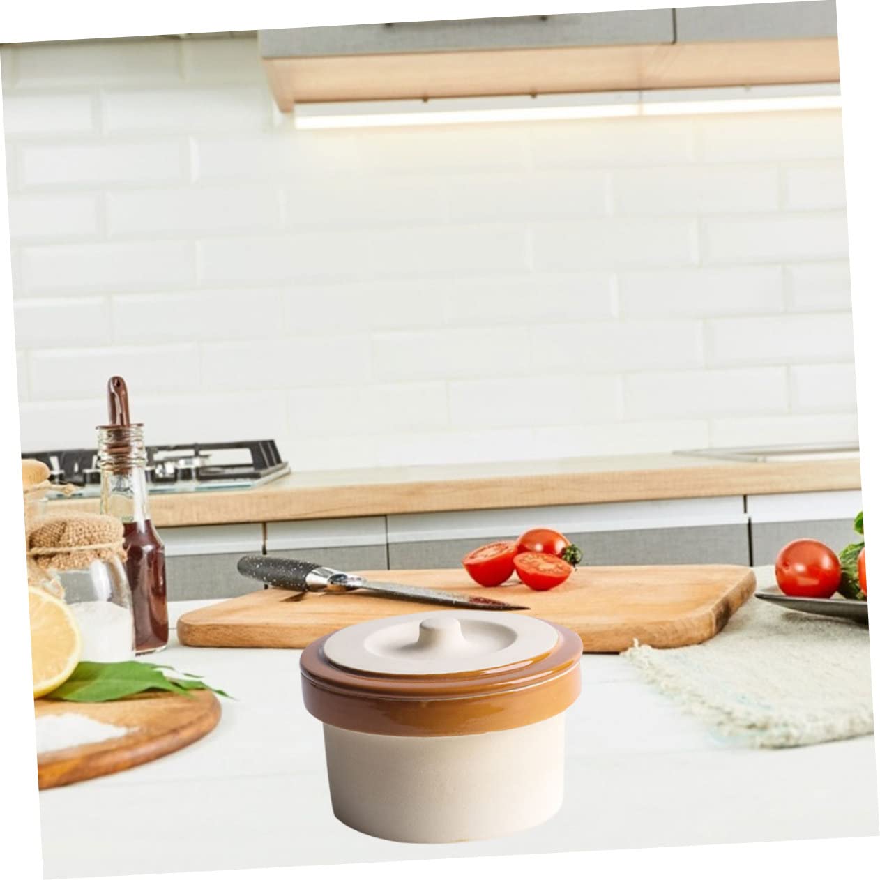 LIFKOME Ciotola per Stufato con Coperchio in Ceramica Beige