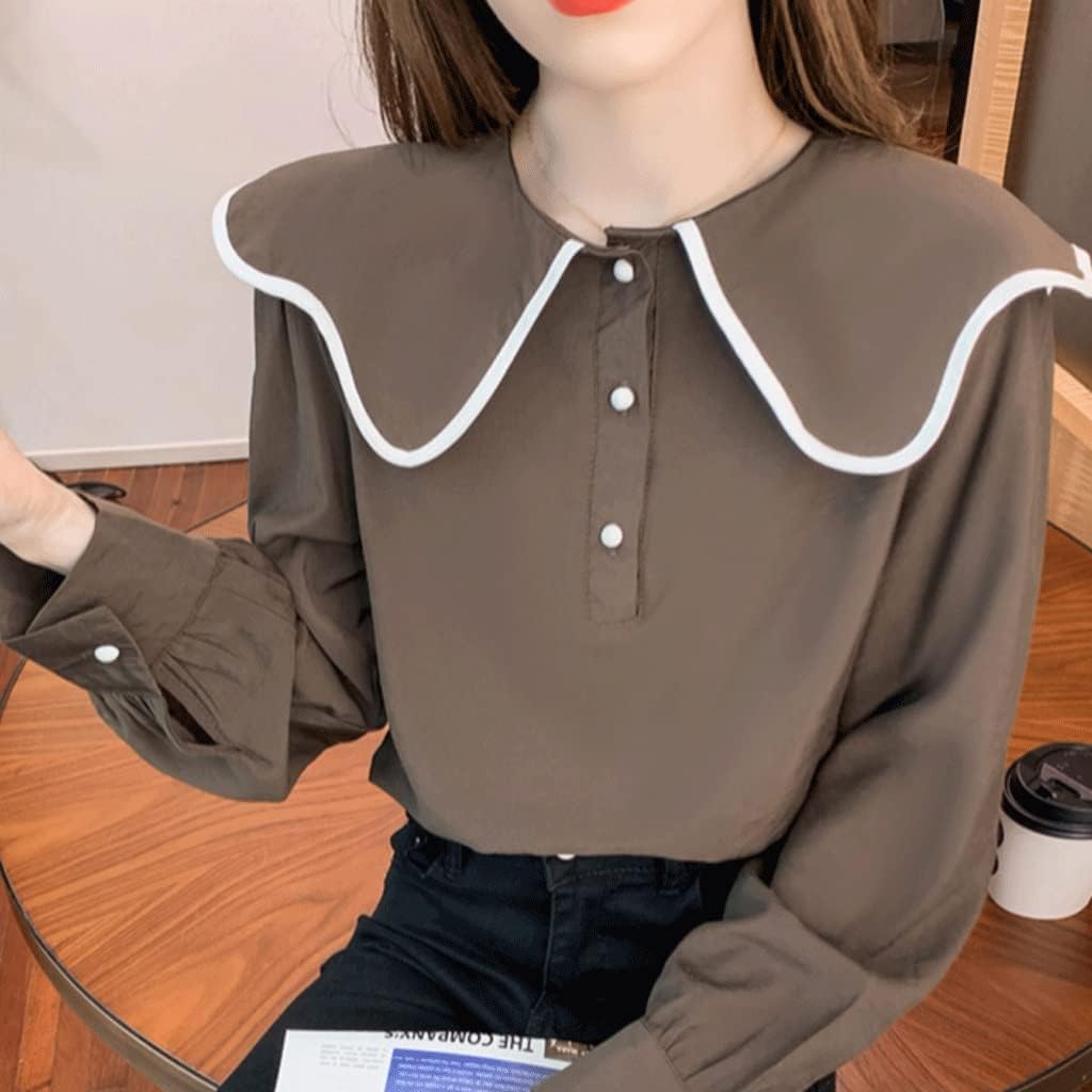 Early Spring Fashion Models Doll Collar Temperament White Shirt Ladies Design Sense Loose Chic Bubble Long Sleeve
