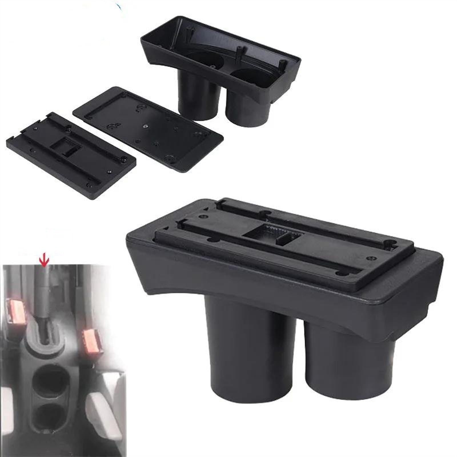 Boîte D'accoudoir De Voiture, Rangement, Support Verre, Accessoires Modification Pour Citroën C2 C3(C3 Black white NOUSB)