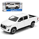 1/27 Alloy Racing Car Model for Toyota Hilux Pickup Adult Exquisite DieCast Realistic Design & Premium Finish Ultimate Collectible Model (White)