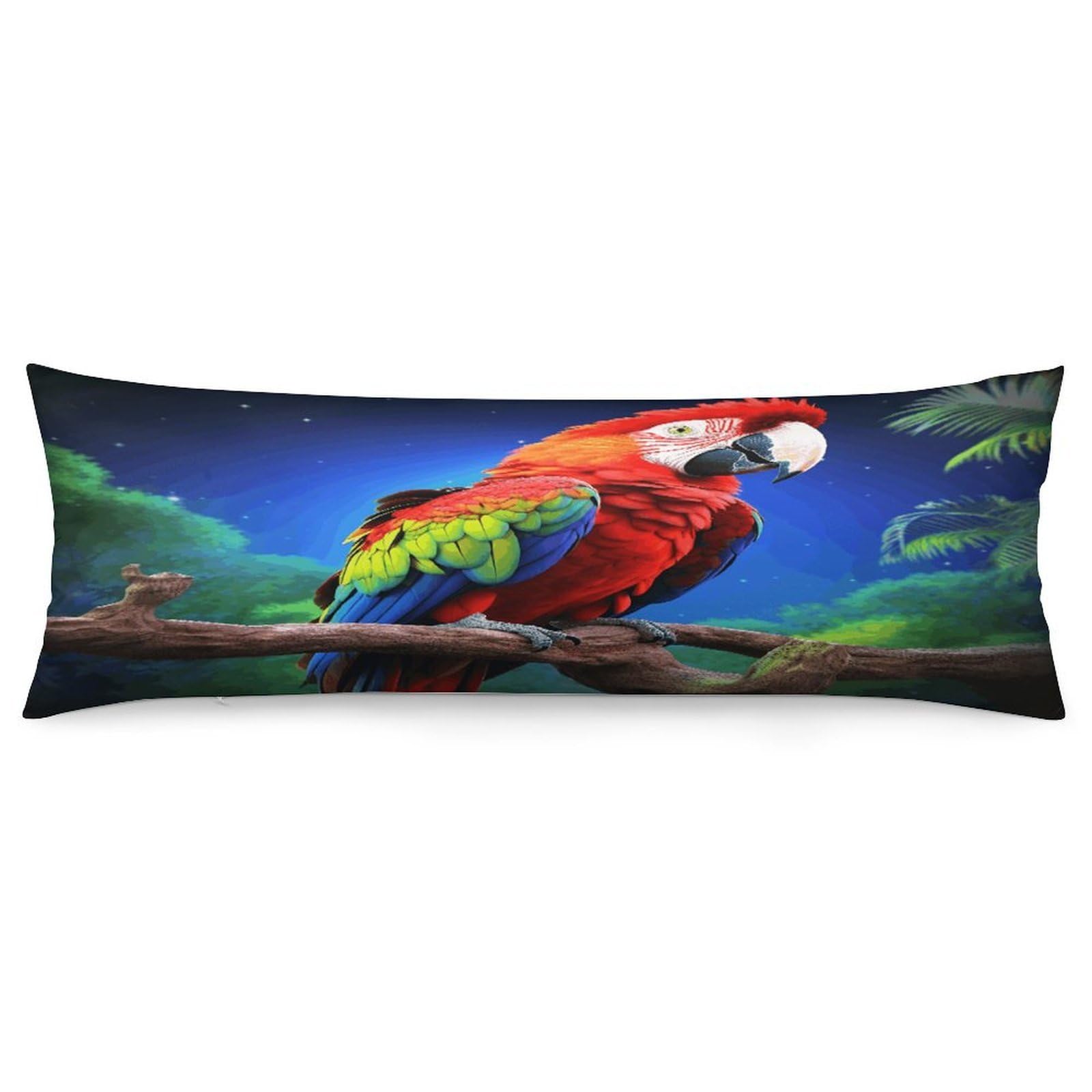 Parrot Body Pillow Cover Luxury Long Body Pillow Pillowcase with Hidden Zipper Breathable Soft Cozy Pillow Case Wrinkle Fade Resistant Pillowcase 20''×54''