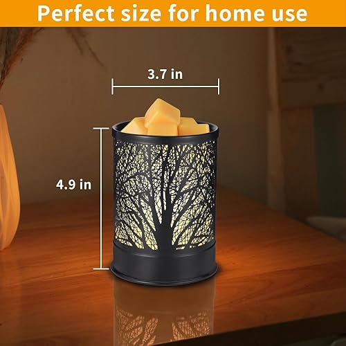 Miniatura 5 de Calentador de cera de metal, 2 en 1, derretidor eléctrico de cera perfumada y cubos, quemador de aceite esencial de aromaterapia para decoración del