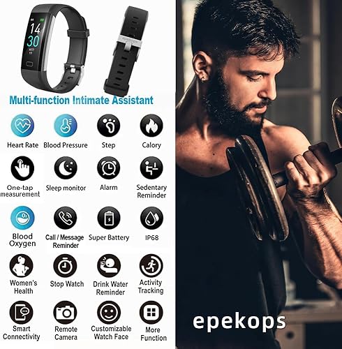 Miniatura 2 de Rastreador de actividad física con monitor de frecuencia cardíaca, contador de pasoscalorías, monitor de sueño, reloj inteligente, IP68, podómetro