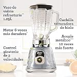 Mixeur chrome original Oster à 3 vitesses, moteur 6 fois plus durable, 10 fois plus résistant, jarre en verre de 5 tasses