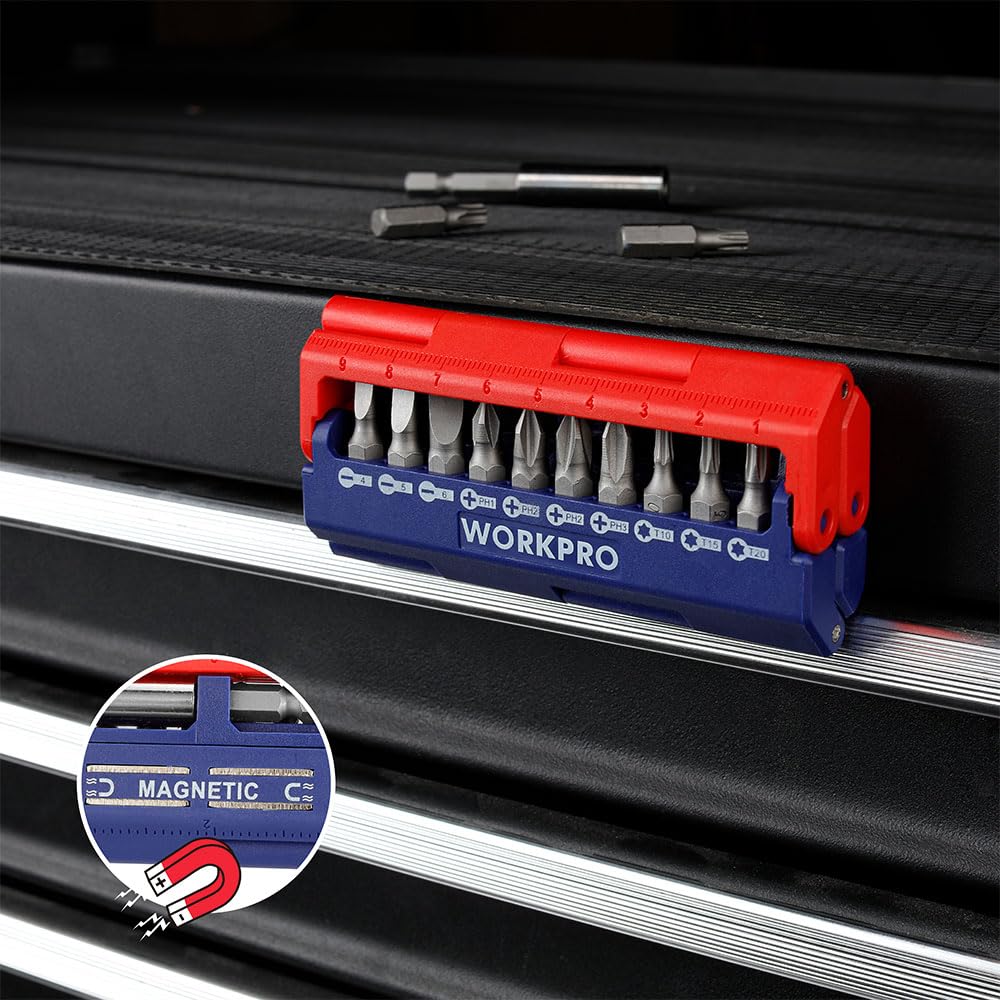 WORKPRO WP221062 13 Parça Manyetik CR-V Vidalama Bits Uç Seti