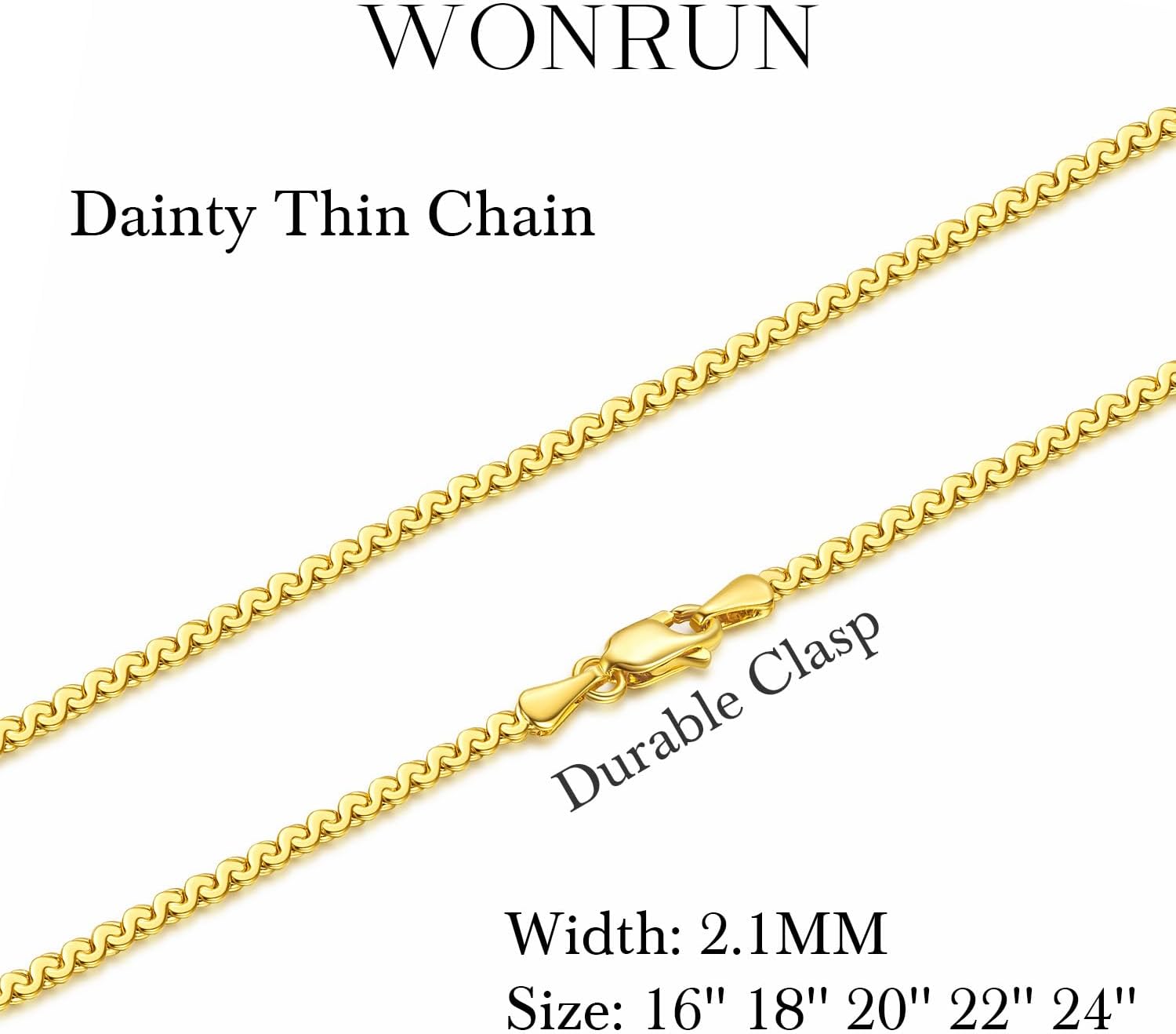 14K Gold Necklaces for Women Dainty Gold Necklace for Women Non Tarnish Thin Golden Chain for Men Charm Necklaces Unique Structure Dainty Necklace for Womens 16,18,20,22,24 Inches