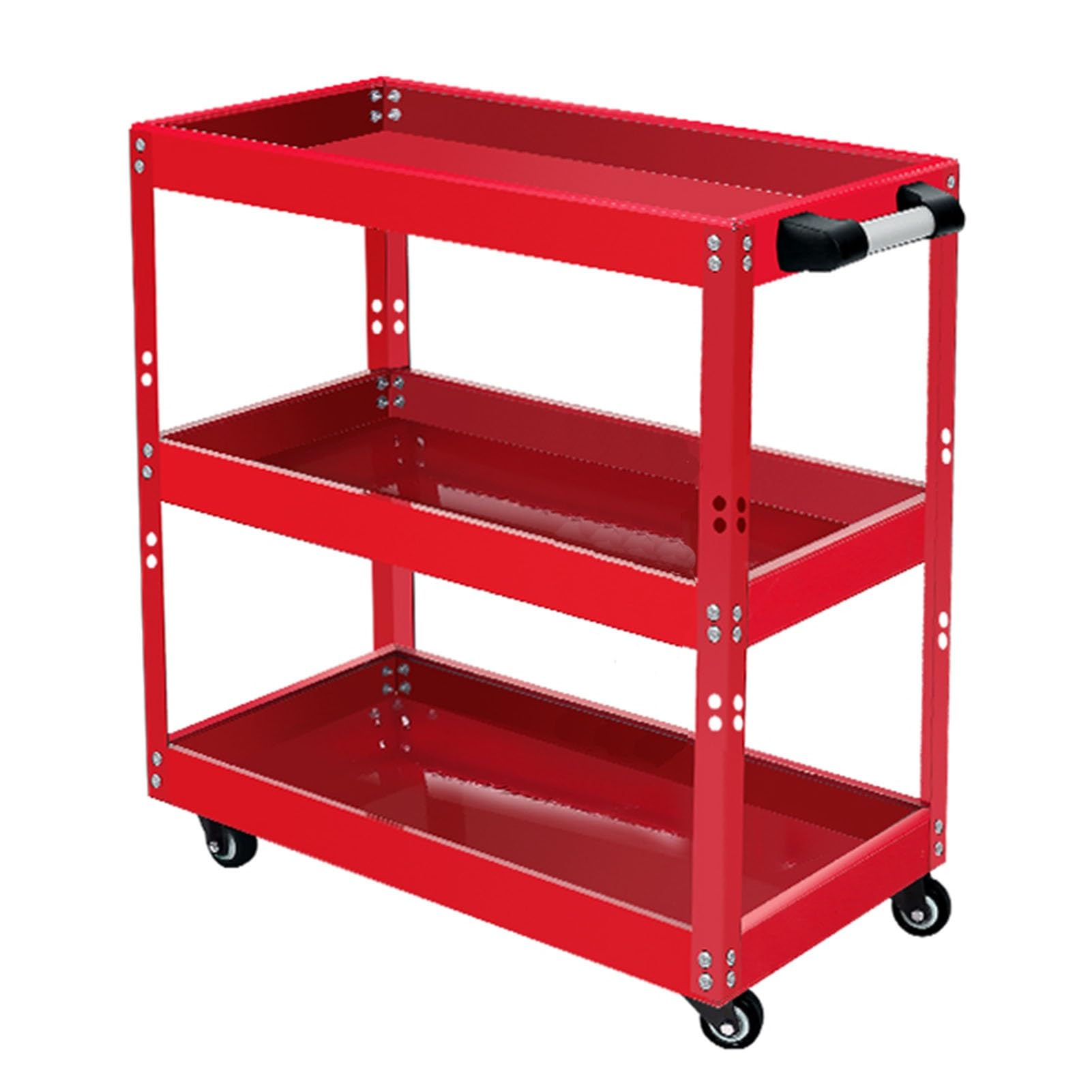 DonHeK Tool Cart,3 Tier Rolling Tool Cart with Wheels,Heavy Duty Steel Utility Cart 660lbs Load Capacity for Garage Warehouse and Repair Shop (Color : Red), 78456