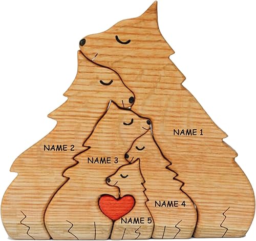 Miniatura 10 de Rompecabezas personalizado con nombre de familia  Rompecabezas de madera de lobo  Rompecabezas de madera personalizable de roble pieza decorativa