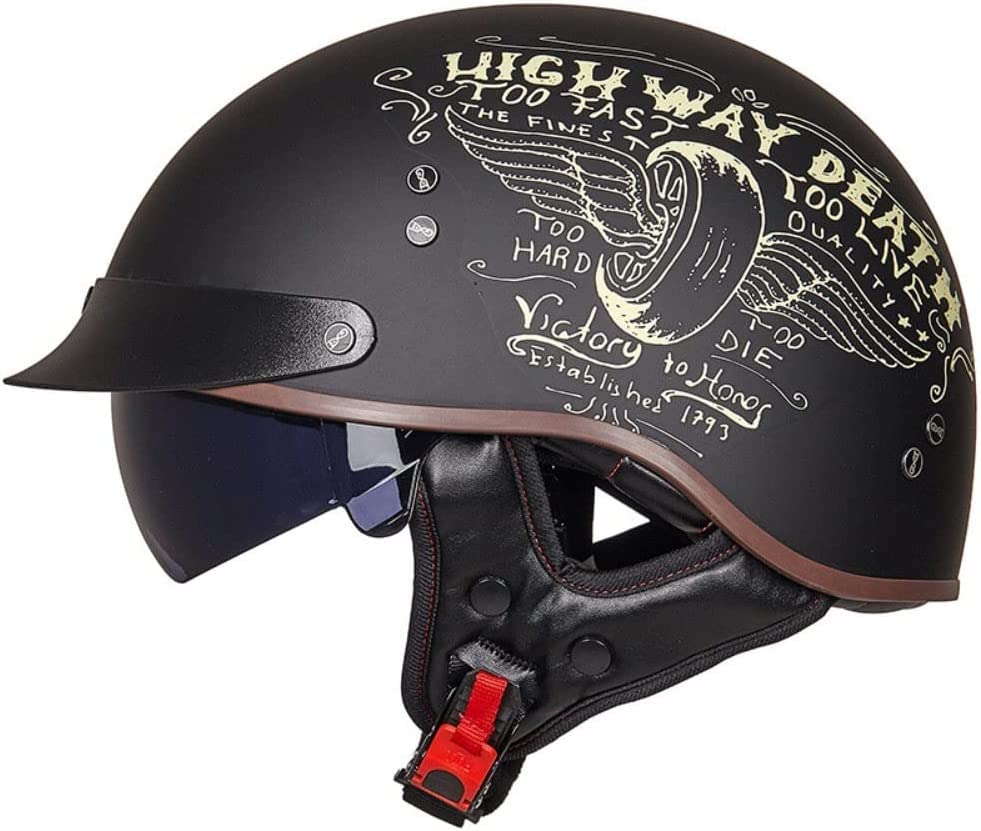 Adult Retro Motorcycle Half Helmet Cruiser Chopper Biker Open Face Motorbike Crash Helmet ECE/DOT Approved Adult Scooter Helmet For Men And Women - View #3
