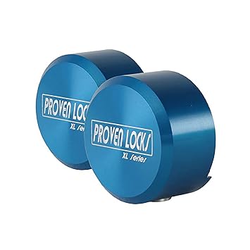 Proven Industries Puck Lock 2 Pack of 400XL | Best Trailer Lock with Hidden Shackle | Both Locks Keyed Alike | (Blue)