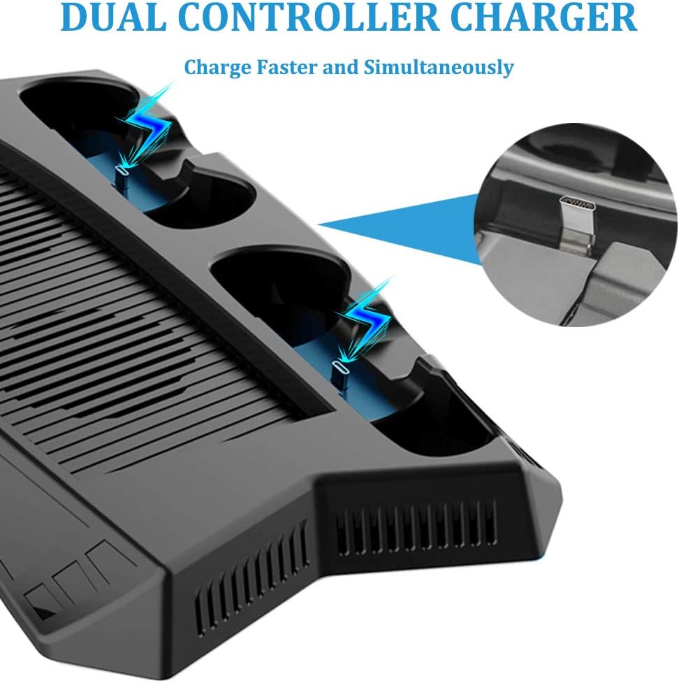 Prоmо 40% оƒƒ CONNYAM Charging Stand with Cooling Fan for PS5 Ultra HD Console and PS5 Digital Edition, DualSense Controller Charge Station and 14 Retractable Game Storage for Sony Playstation 5 Suреr Dеаl Prоduсt CONNYAM Charging Stand with Cooling Fan for PS5 Ultra HD Console and PS5 Digital Edition, DualSense Controller Charge Station and 14 Retractable Game Storage for Sony Playstation 5