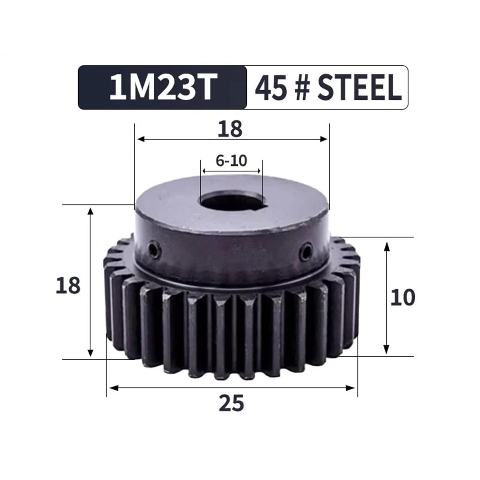 Engranaje de módulo de 1 m y 23 dientes, engranajes reductores de 6/7/8/10 mm(8mm)