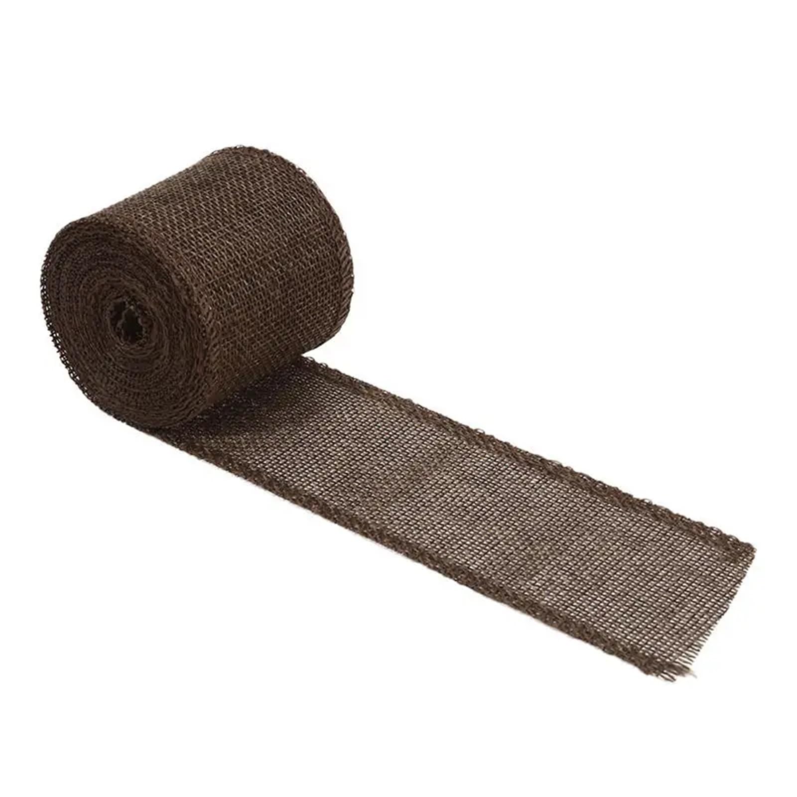 5M/Roll Burlap Ribbon Colorful Natural Jute Fabric Trims for DIY Wrapping Crafts Wedding Decor for Crafting Decorating Wrapping(Brown)