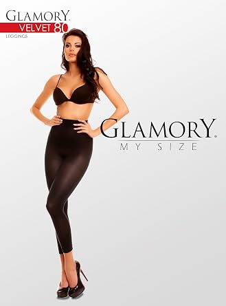 GLAMORY Plus Size Opaque Leggings Velvet 80 Microfiber Tights, High Waist, Extra Stretch, Soft Matte Finish, Black