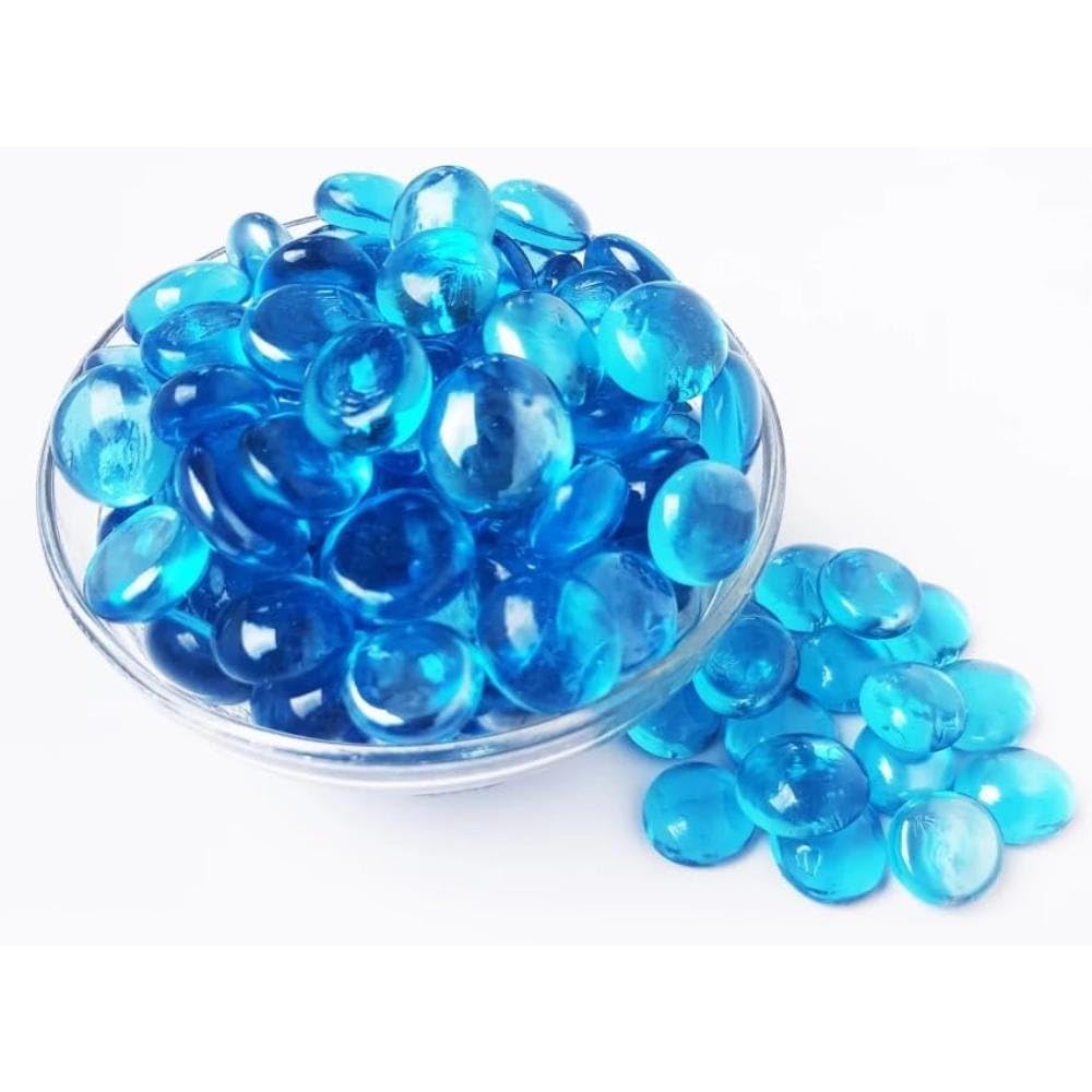 Xivya Collection Decorative Glossy (Sky Blue Glass Pebbles) Shiny Smooth Glass Pebble Stones for Aquarium/Fish Tank Plant Pots Garden Home Table & Outdoor Decoration - 500g-image-13