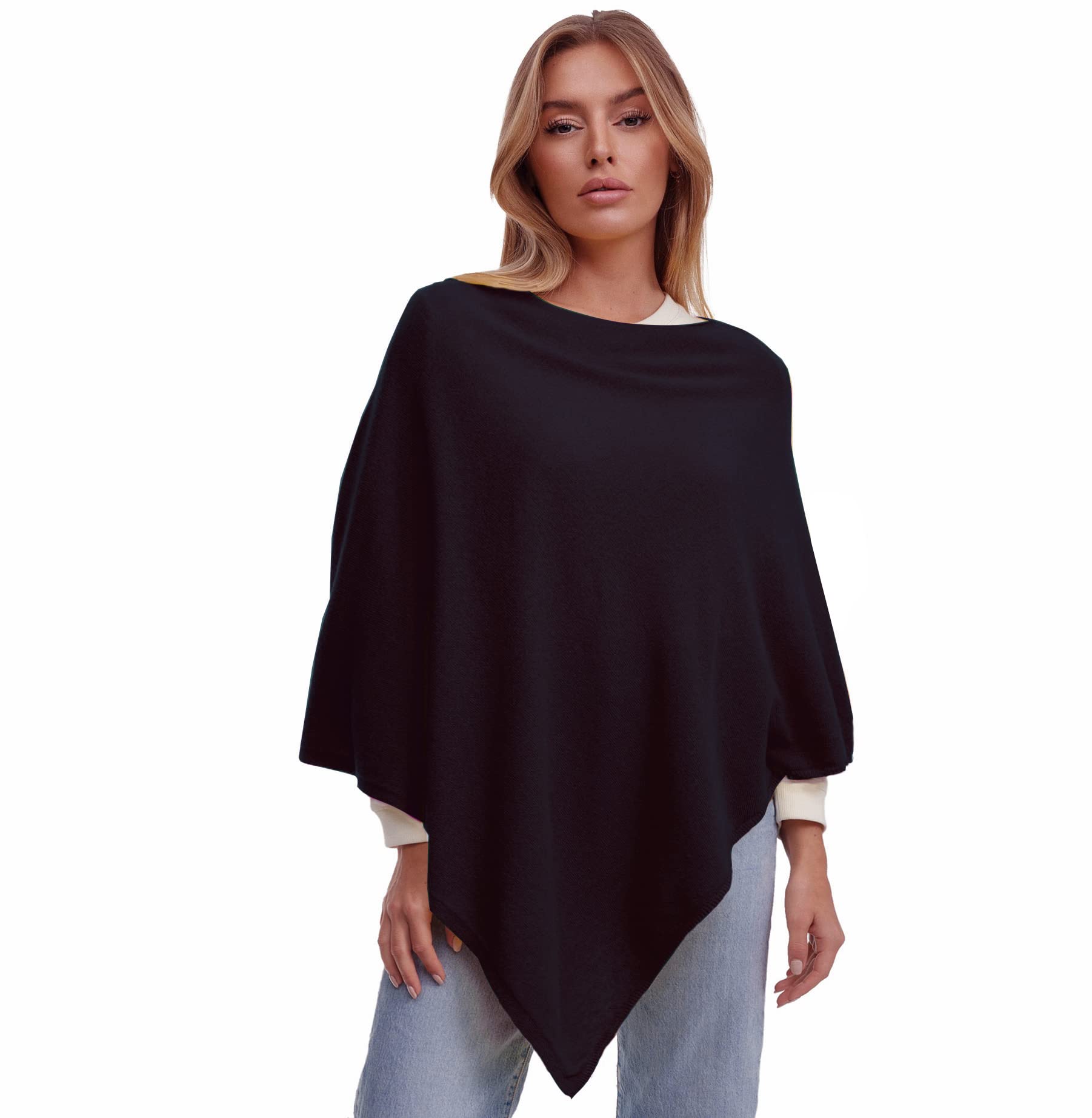 GLAMEXX24 Poncho Donna Invernale Tinta Unita Cashmere Feeling Maglia Mantella Elegante per cerimonia Sciarpa Mantovana per Primavera e Autunno