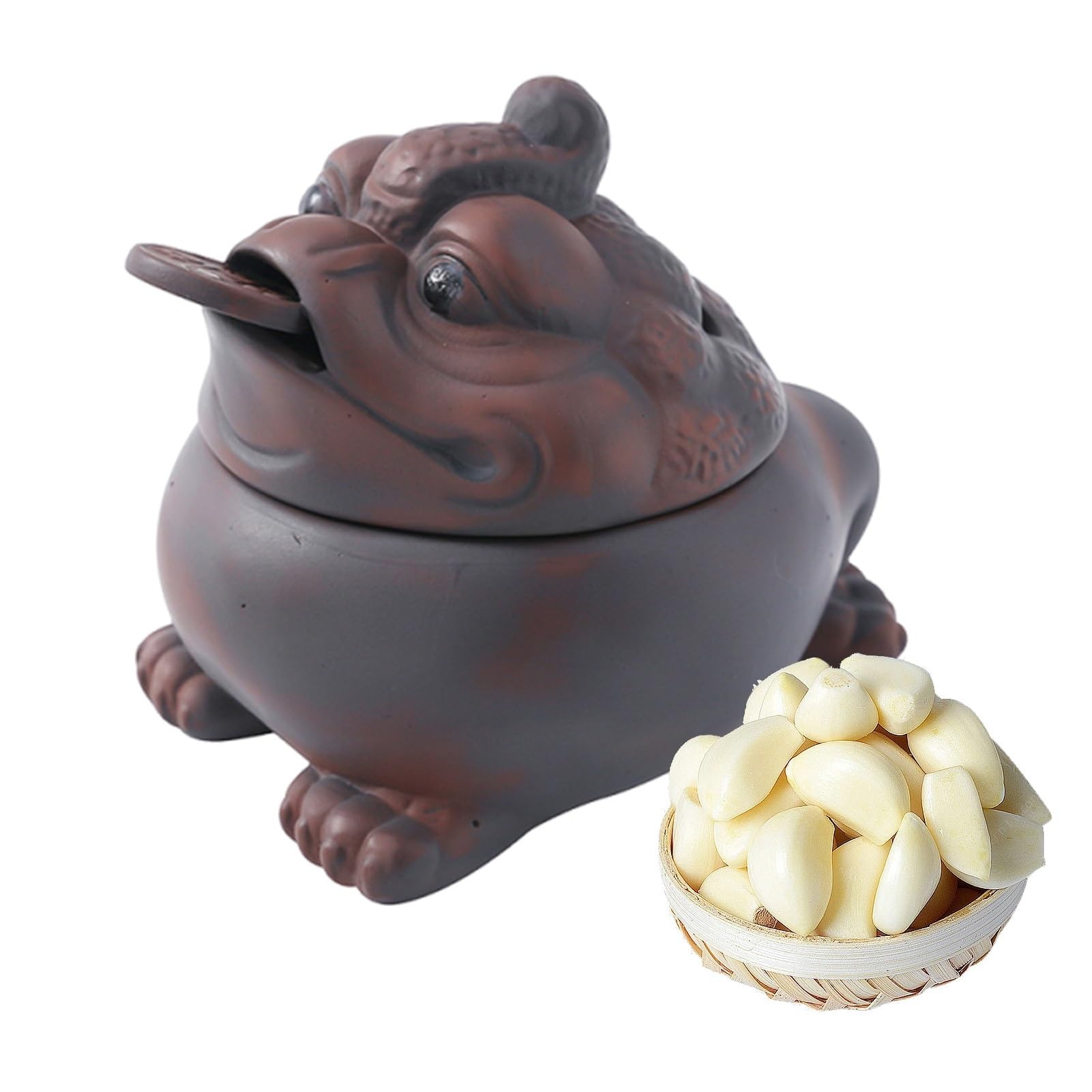 Vnook Garlic Storage Pot,Vented Freshness Ceramic Kitchen Garlic Keeper,Countertop Non-Slip Hollow Storage for Onions, Ginger