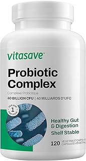 Vitasave Probiotic 40 Billion Shelf Stable - High Potency Formula for Gut & Immune Support. Promote Healthy Digestion. 40 billion CFUs per capsule (Pack of 1 (120 Capsules))