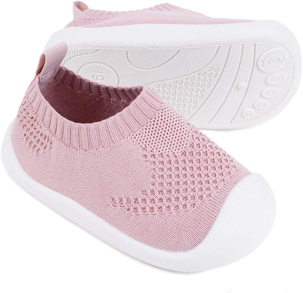 Baby Walkers Infant Sneakers Boys Girls Mesh Breathable Lightweight Non-Slip Toddler Casual Shoes Cotton Flying Woven Fabric Mesh Breathable Lightweight Trainers Indoor Outdoor