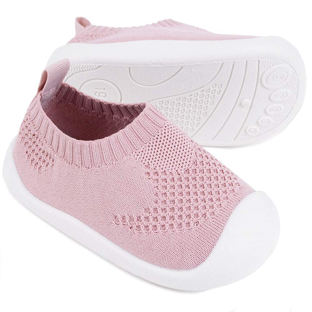 Baby Walkers Infant Sneakers Boys Girls Mesh Breathable Lightweight Non-Slip Toddler Casual Shoes Cotton Flying Woven Fabric Mesh Breathable Lightweight Trainers Indoor Outdoor