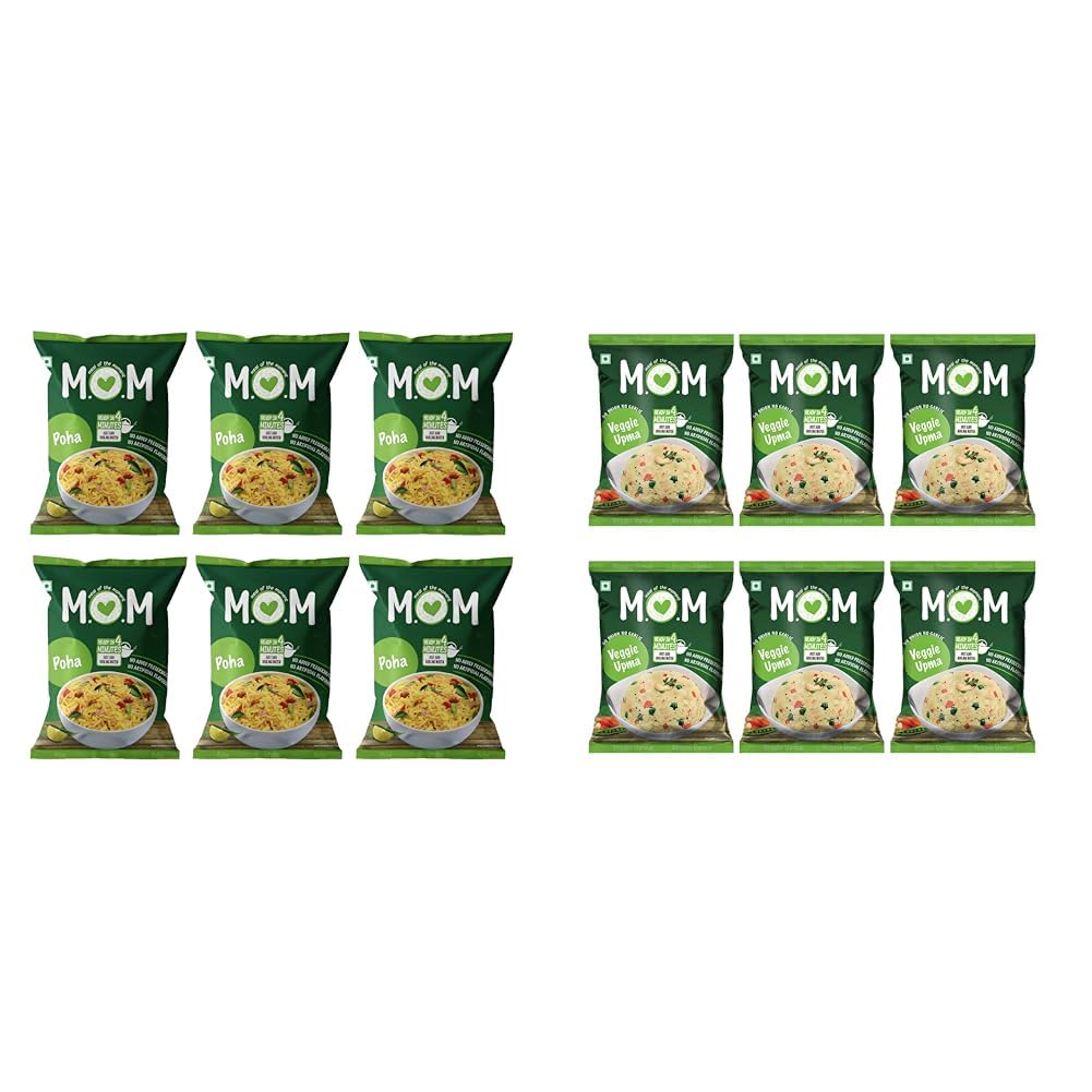 MOM - Meal of the Moment, Poha Pouch, 80/60 gm (Pack of 6) - Ready to Eat | Instant Food | No + MOM - Meal of the Moment, Veggie Upma Pouch, 63g (Pack of 6) - Ready to Eat | Instant Food | No-image-14