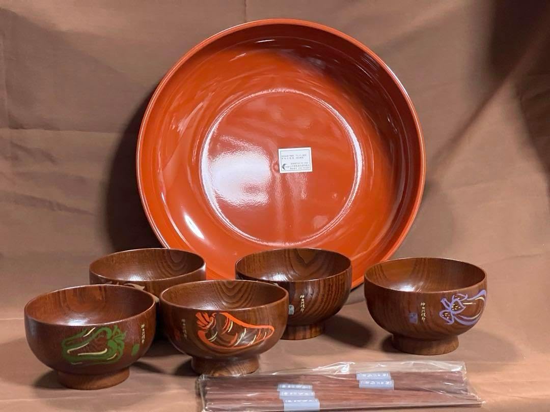 輪島塗 蓋付 椀 吸飲椀 波 鳥 金彩 蒔絵 松 黒 漆塗り 木 輪島塗