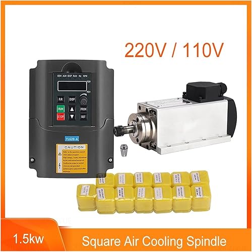 Miniatura 7 de PROPFE CNC Spindle Motor Kits Updated CNC 15KW 220110 Square Air Cooling Spindle ER11 1500W Air-Cooled Milling Spindle  15KW VFD Inverter  13 Pcs