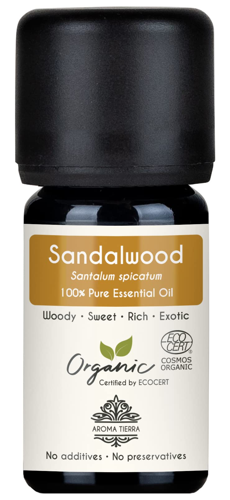 Organic Sandalwood Essential Oil 5ml - 100% Pure, Natural & Undiluted - Warm & Woody - For Skin & Face, Relaxation, Aromatherapy & Perfumery