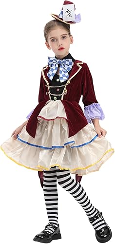 Miniatura 2 de CR ROLECOS Disfraz de sombrero loco para niñas y niños vestido de fiesta de té de cuento de hadas