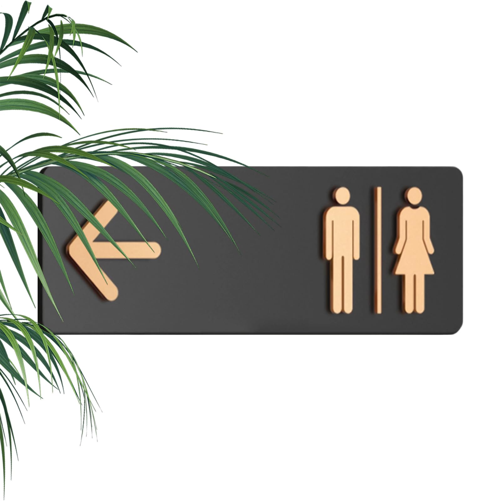 Toilet Sign - Bathroom sinage decorations| Black Adhesive Directional Board, Decorative Restroom Signage for Restaurant, Laundry, Hotel, Mall, Public, Indoor, Facilities Decorations