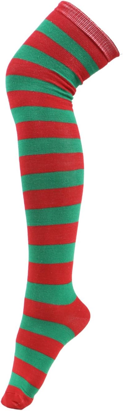 HDE Women's Extra Long Striped Socks Over Knee High Opaque Stockings