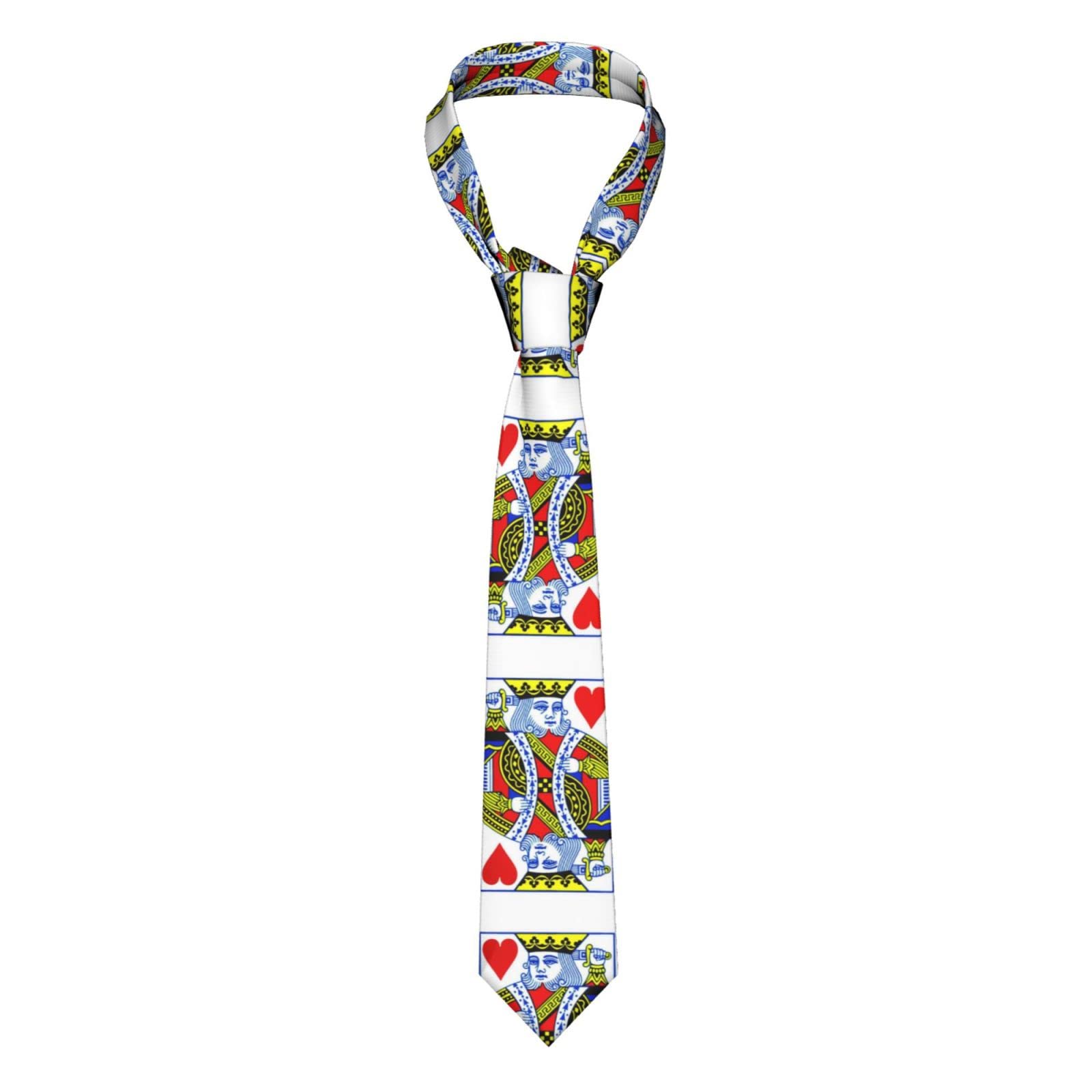 Oudrspo Men's As Pic Poker Hearts King Skinny Tie Fashion Novelty Necktie Wedding Business Party Gifts