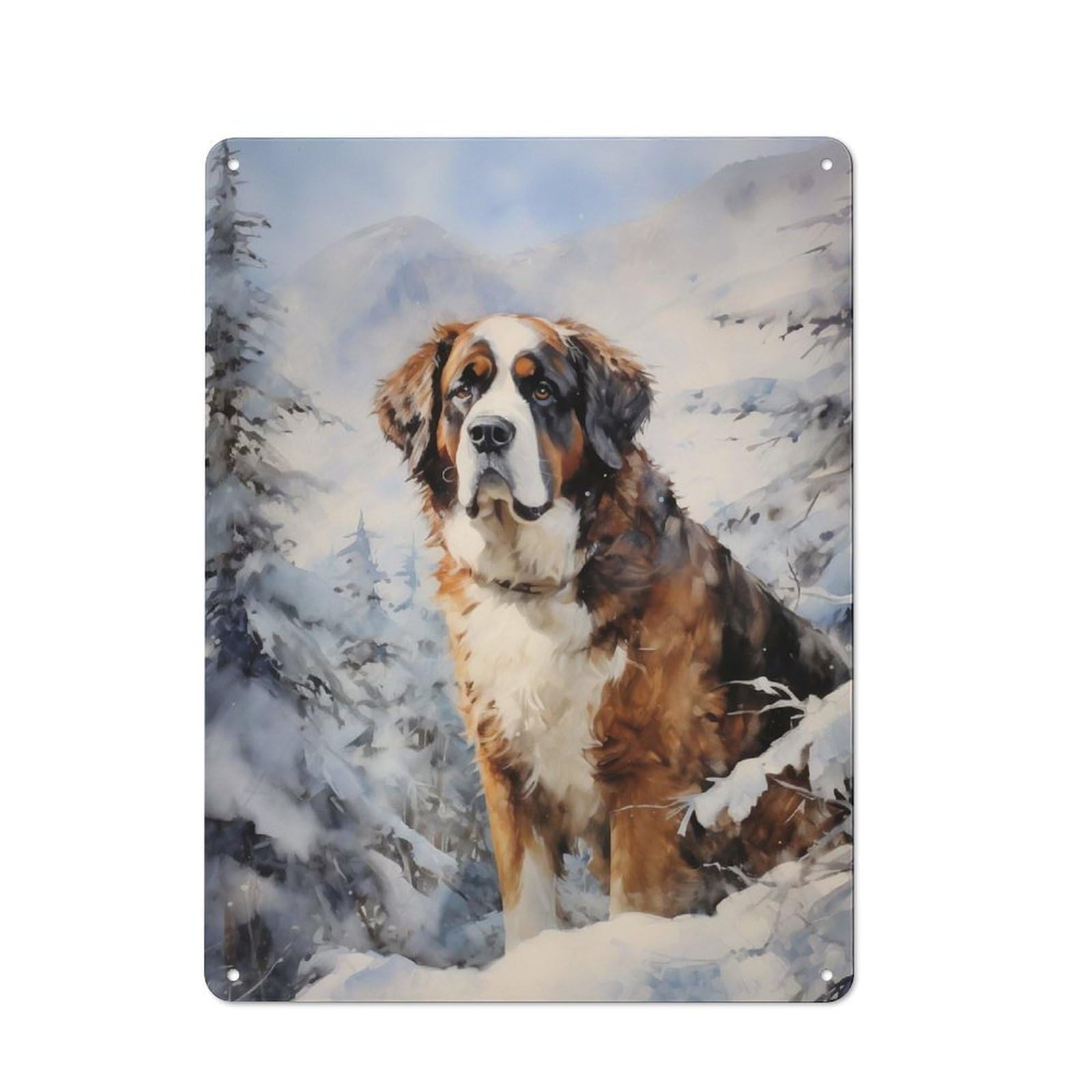 Junmoney Style-1 For Studio Or Craft Room, Saint Bernard Dog Rustic Tin Wall Plaque 40X30cm, For Vintage Wall Decor Fans, For Metal Sign Collectors