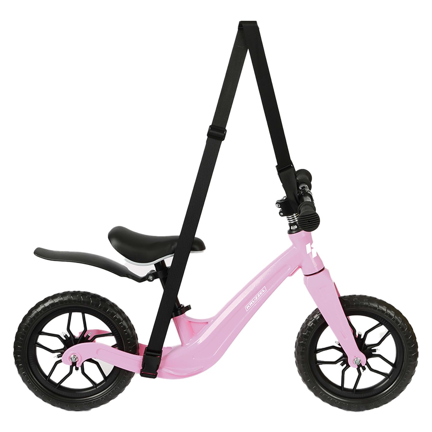 KRUZZEL Rowerek do nauki chodzenia dla dzieci od 2 lat – ultralekki rower Balance Bike z ramą magnezową, opony EVA 12", pasek do noszenia – idealny dla dziewcząt