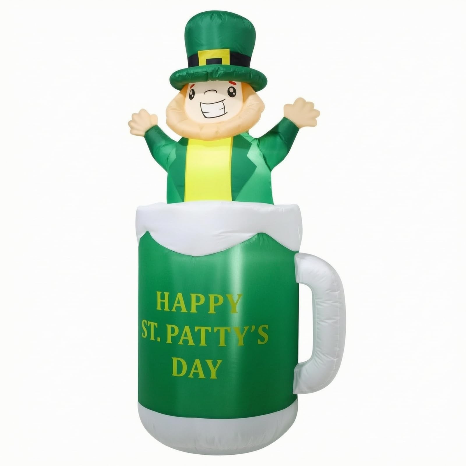Boccale di Birra Gonfiabile Grande Luminoso, Leprecauno Gonfiabile, da Esterno, Decorazione, per Vetrina