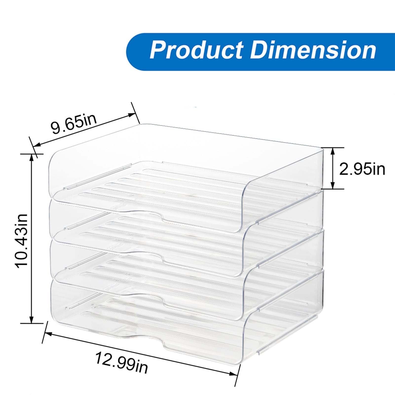 Cassettiera da Ufficio Set Da 4 Vaschette Portadocumenti Trasparenti E Impilabili – Organizer Da Scrivania In PET – Ideale Per Libri, Riviste, Cartelle, Fogli A4, Appunti E Penne(Transparent)