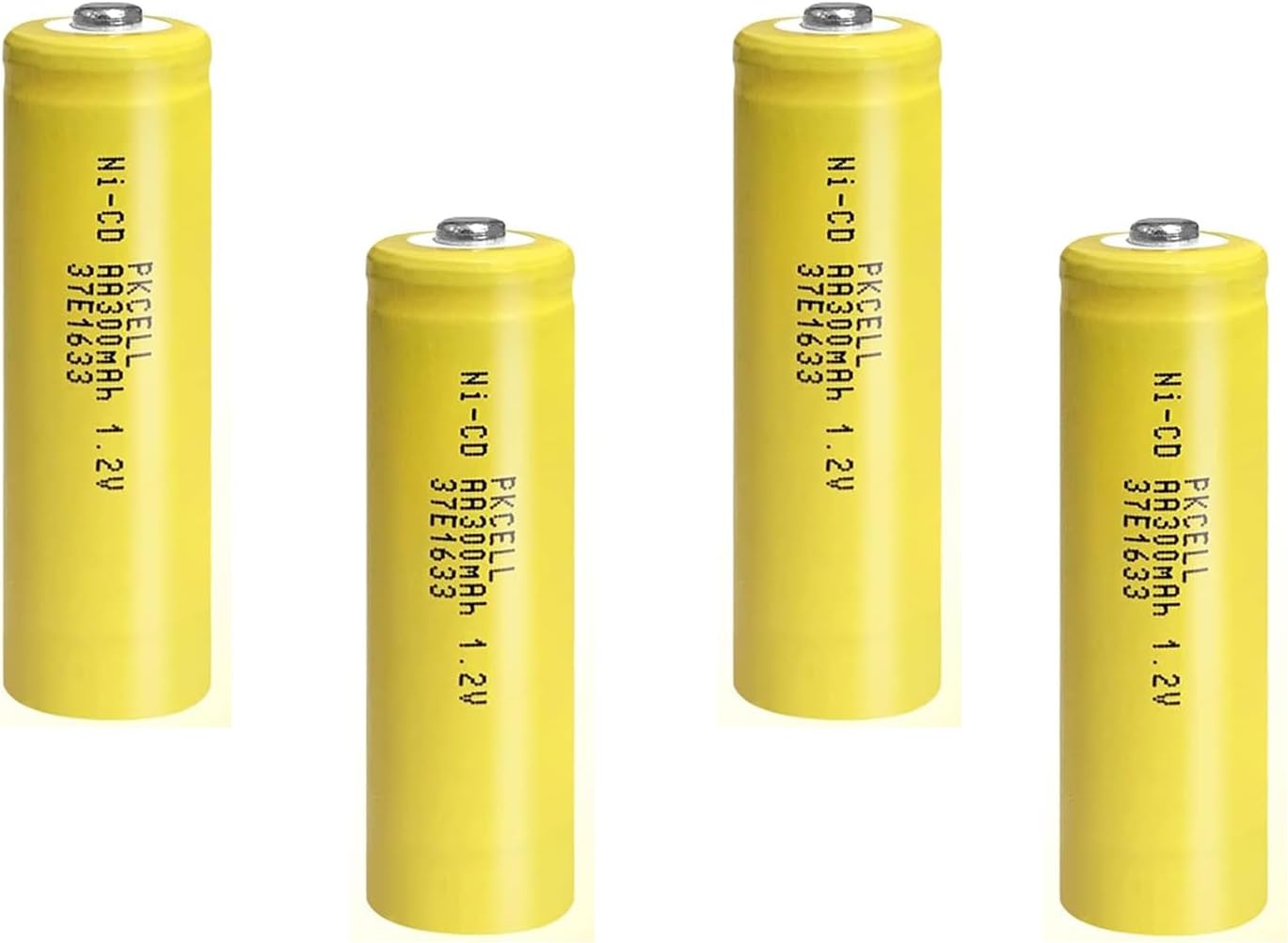PKCELL 4 Pack AA 1.2V 300mAh NICD Rechargeable Button Top Battery for Solar Lights(4PCS)